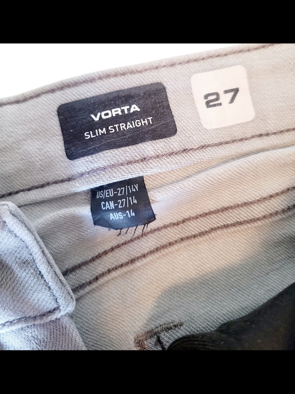 Volcom Vorta Slim Straight Boys 14 Gray Stretch Jeans Skate 28x27 - Picture 5 of 16